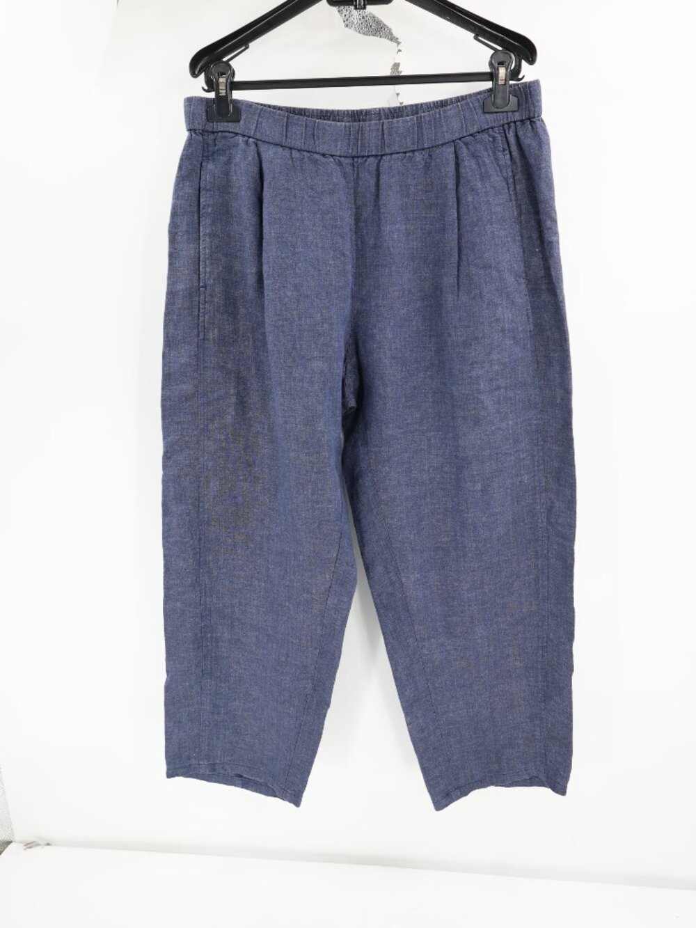 Eileen Fisher Pants Women Medium Organic Linen Crop Wide Leg Pull On Lagenlook